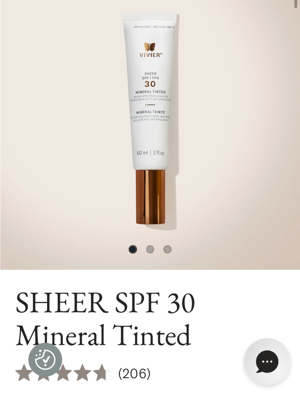 Vivier Sheer Mineral Tinted SPF 30 – BRAND NEW STILL SEALED IN BOX